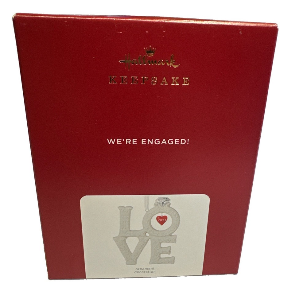 Hallmark "We're Engaged" Porcelain Christmas Love Ornament  2021 New in box